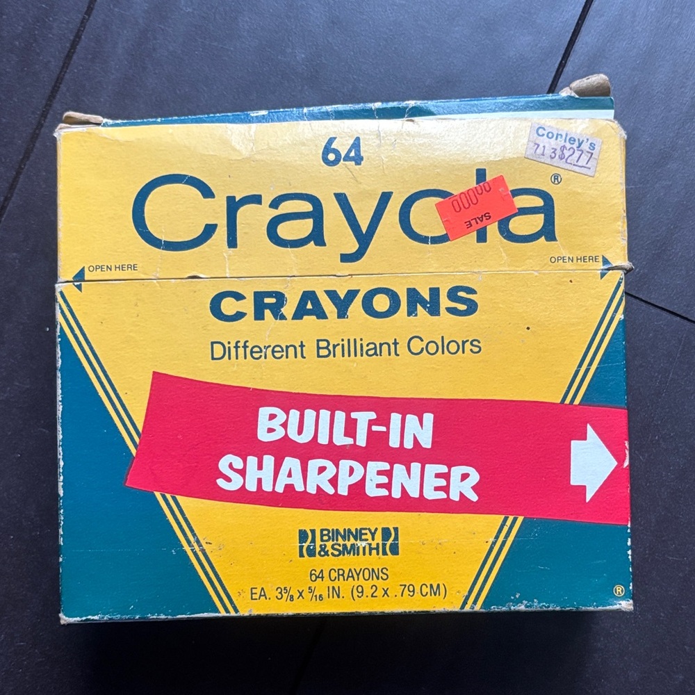 Vintage Crayola Crayons Box 64ct. With sharpener on box